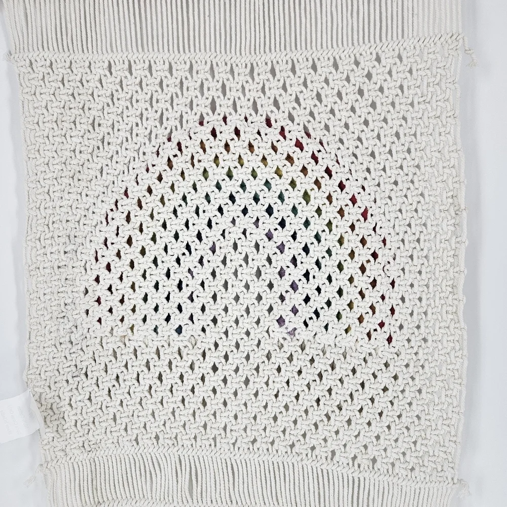 Mittal International Panipat White Macrame Rainbow Wall Hanging Decor